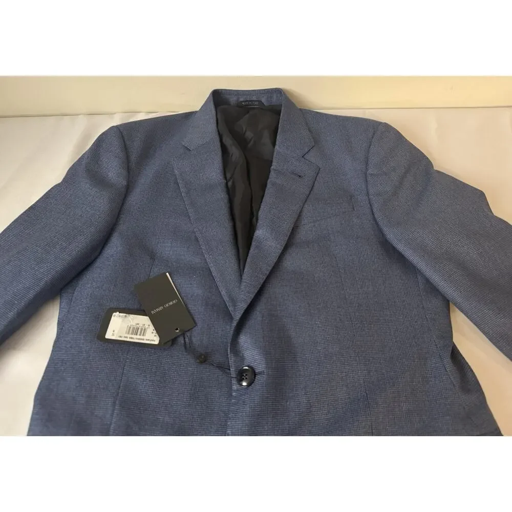 NWT Giorgio Armani Black Label ‘Soft’ Blue Micro-Pattern Suit 52EU/42US $3595.00